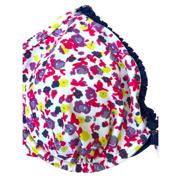 Boden Floral Ruffle Bikini Set | Sz 36B top, 8 bottoms | Blue, Purple, Yellow - Picture 12 of 12